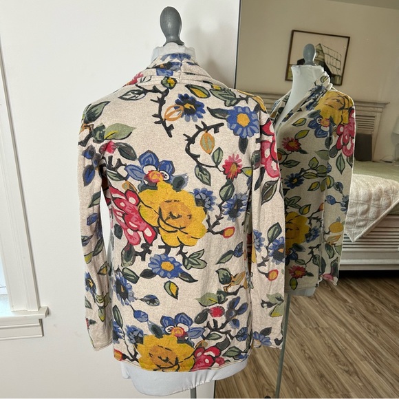 Anthropologie Tabitha Tan Floral Print Open Front Cardigan Sweater Size XS - Picture 3 of 9